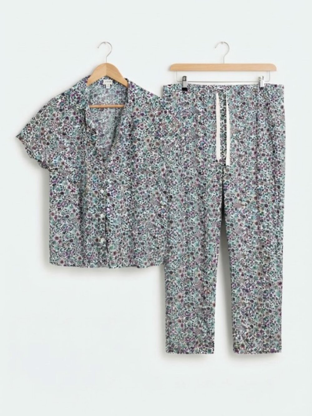 J.Crew 100% Cotton Floral Short Sleeve Button Up Top Pajama Pants Set 3X PJs